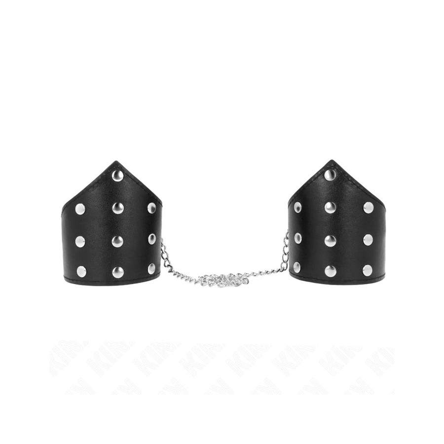 Kink - muñequeras estilo puntiagudo negro con cadena ajustable 17-23 cm x 8.5 cm
