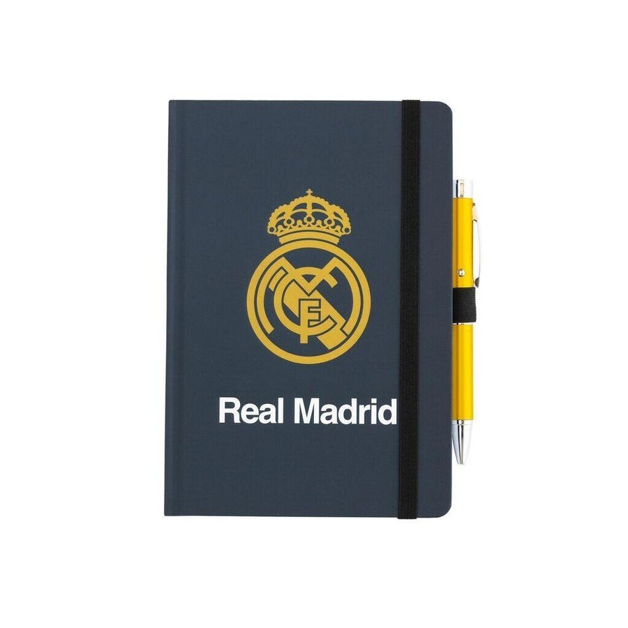 Cuaderno a5 premium + boligrafo proyector real madrid