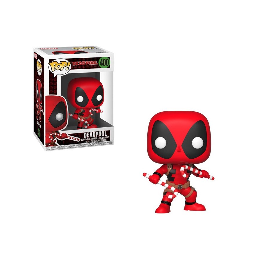 Figura pop marvel holiday deadpool with candy canes
