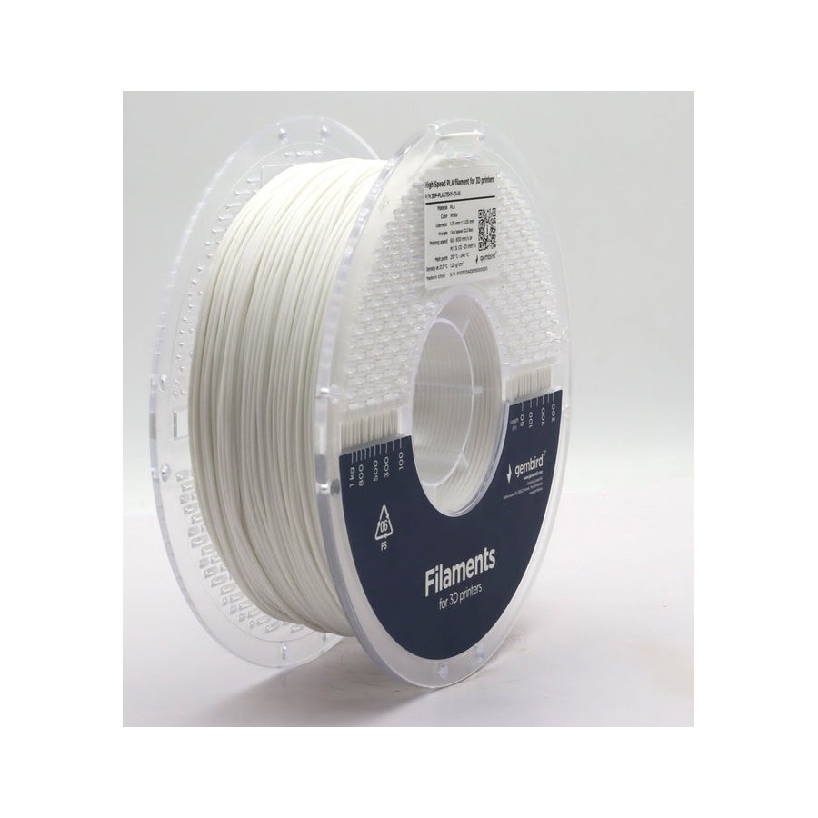Gembird high speed pla filament blanco 1.75 mm 1 kg