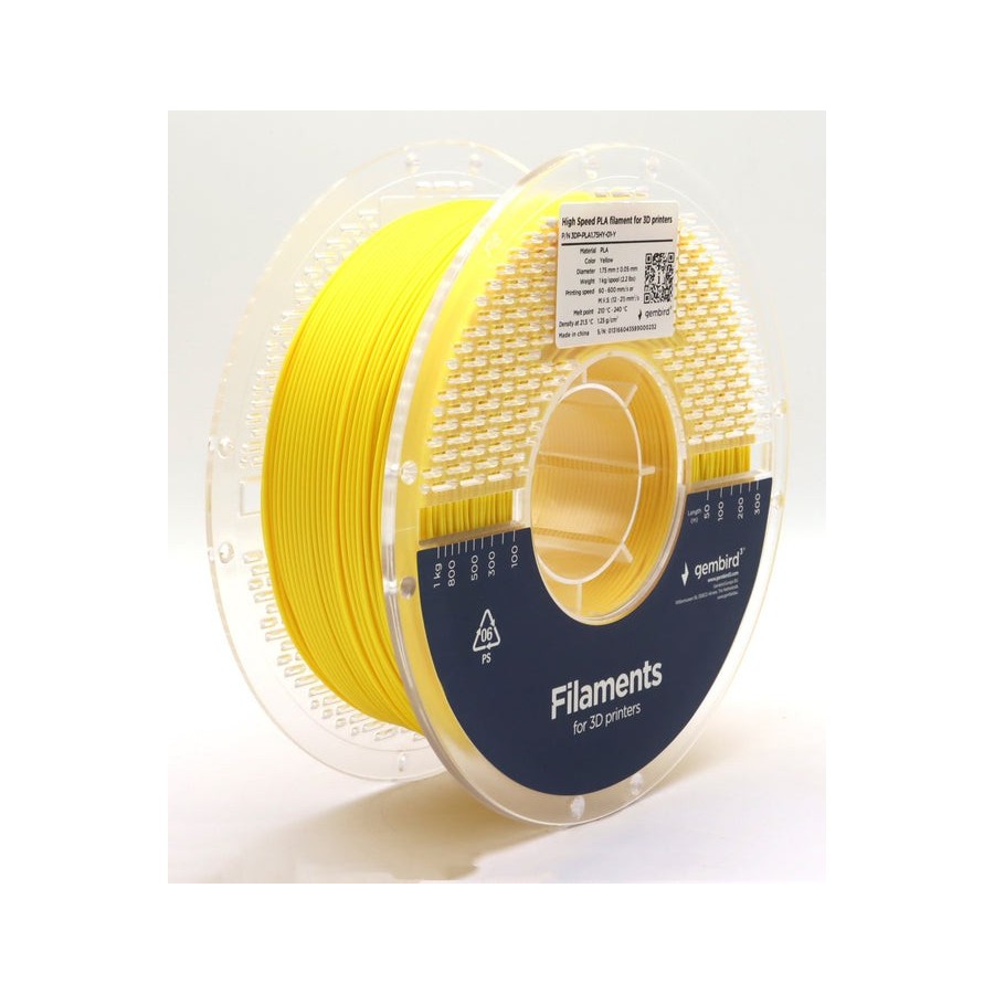 Gembird high speed pla filament amarillo 1.75 mm 1 kg