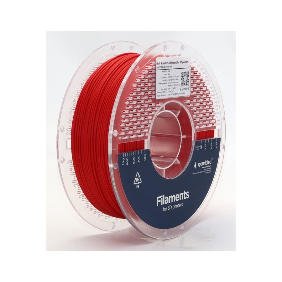 Gembird high speed pla filament rojo 1.75 mm 1 kg