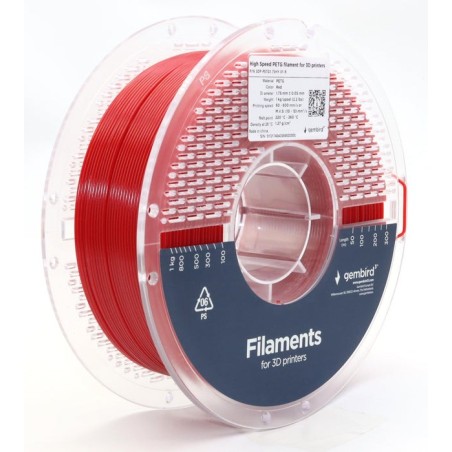Gembird high speed petg filament rojo 1.75 mm 1 kg