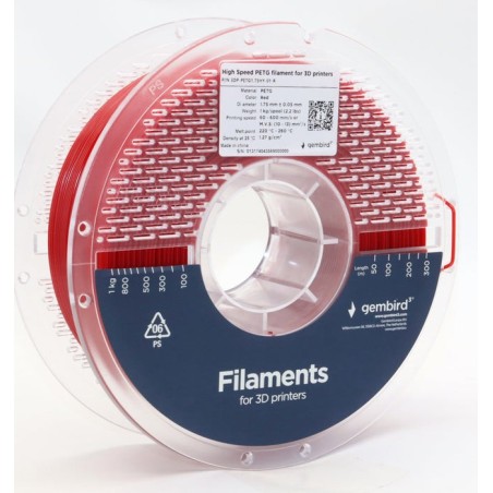 Gembird high speed petg filament rojo 1.75 mm 1 kg