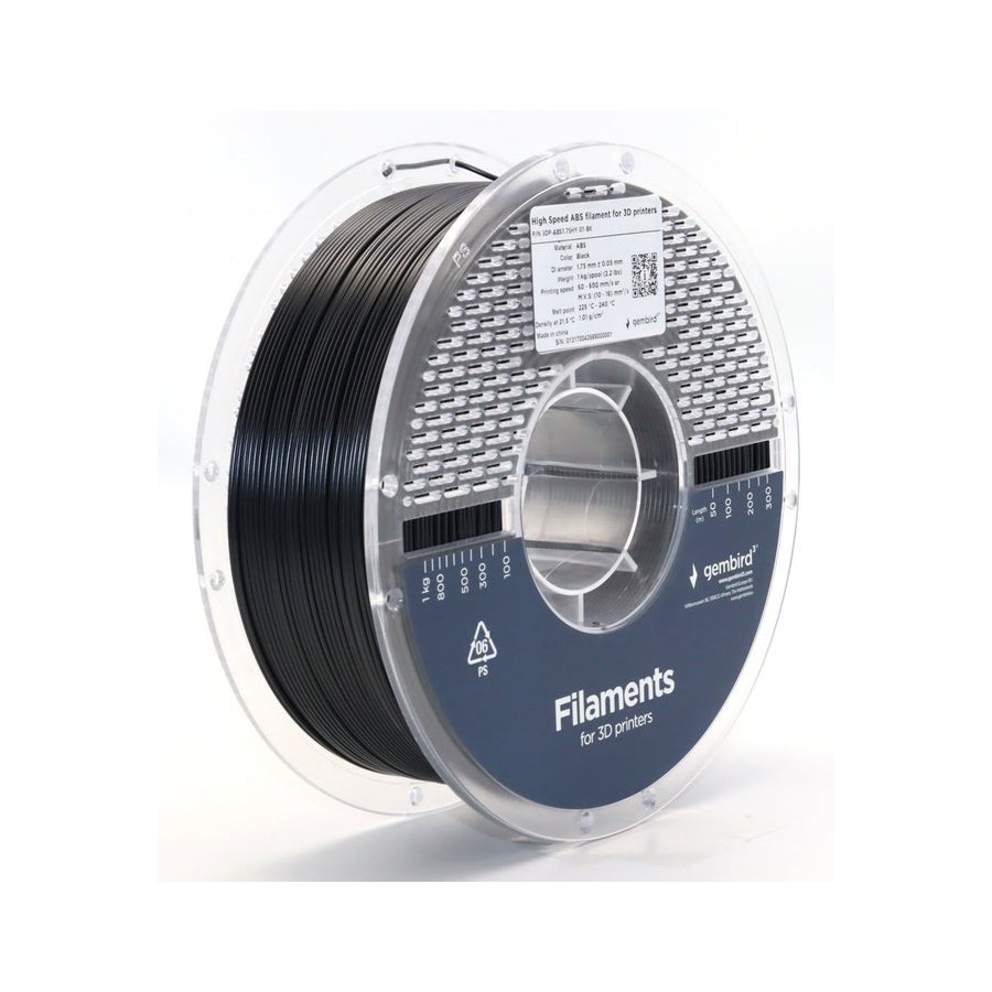 Gembird high speed abs filament negro 1.75 mm 1 kg