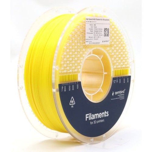 Gembird high speed abs filament amarillo 1.75 mm 1 kg