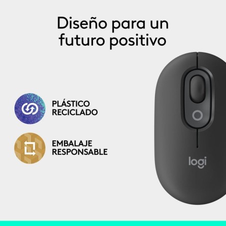 Raton inalambrico logitech pop mouse grafito 910-007412