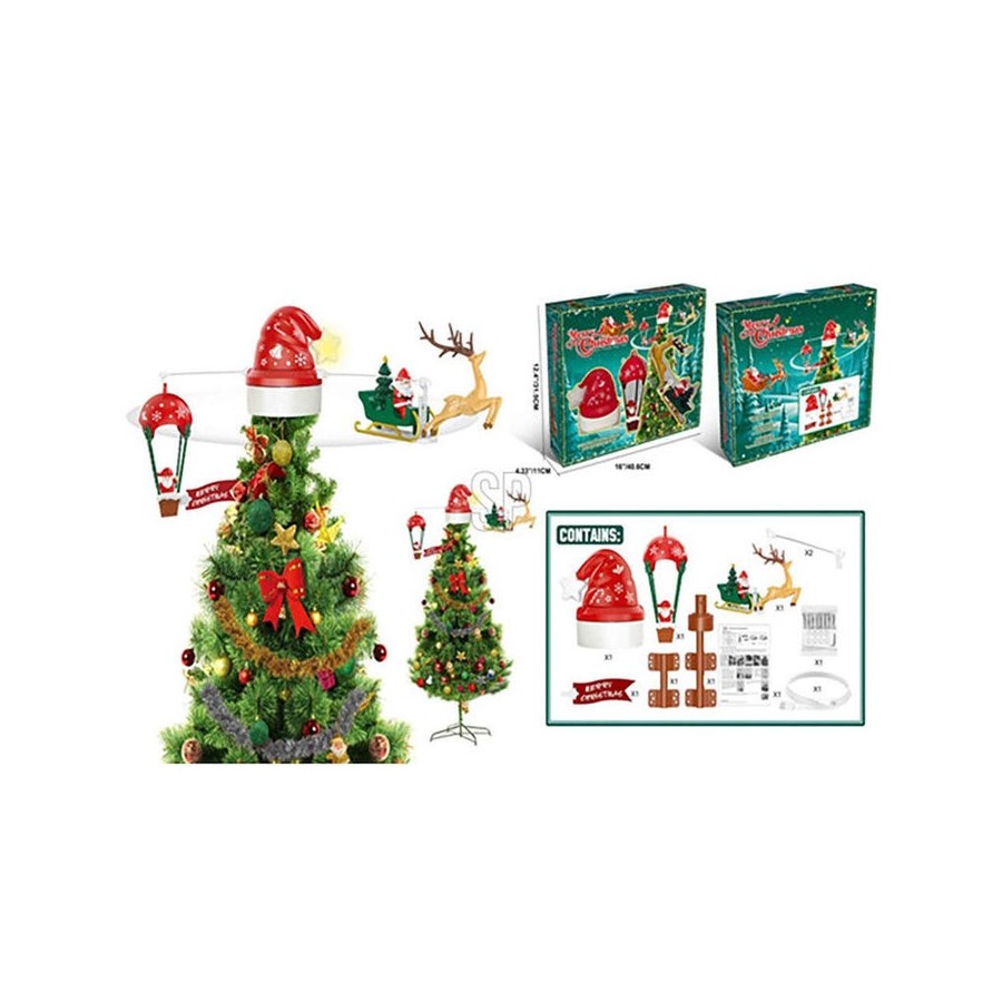 Adorno movil rotatorio santa claus para punta del arbol. basics