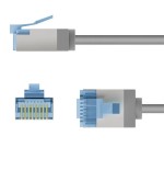 Goobay 74304 ultra-flexible cat 6a patch cable, slim, u utp, 0.15 m, grey