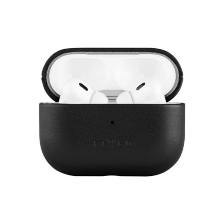 Funda fija de piel con soporte magsafe para apple airpods pro 2 pro 2 (usb-c), negra