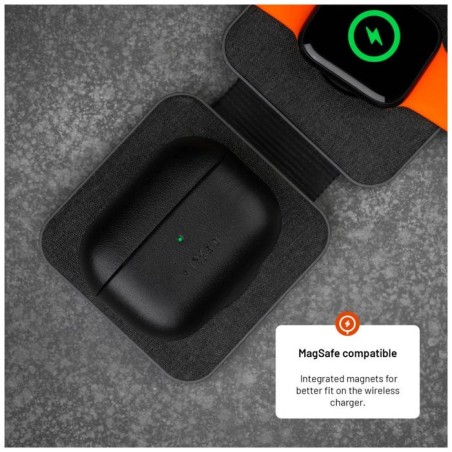 Funda fija de piel con soporte magsafe para apple airpods pro 2 pro 2 (usb-c), negra