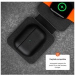 Funda fija de piel con soporte magsafe para apple airpods pro 2 pro 2 (usb-c), negra