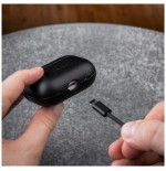 Funda fija de piel con soporte magsafe para apple airpods pro 2 pro 2 (usb-c), negra