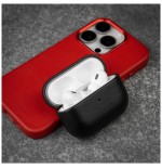 Funda fija de piel con soporte magsafe para apple airpods pro 2 pro 2 (usb-c), negra