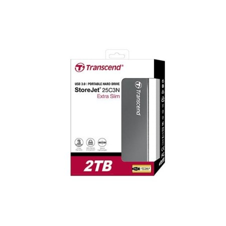 Disco externo hdd transcend storejet 25c3 2000 gb gris