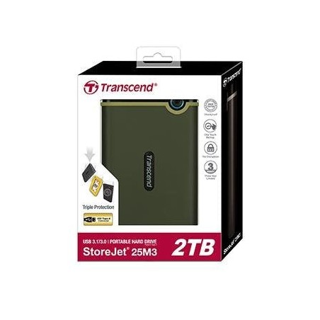 Disco externo hdd transcend storejet 25m3g 2000 gb verde