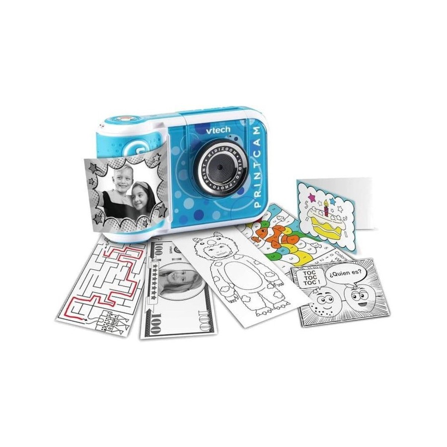 Cámara de fotos vtech kidizoom print cam azul  infantil instantánea