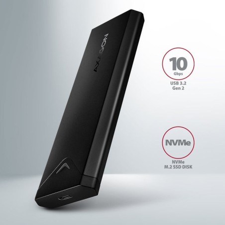 Axagon eem2-ub2 caja externa de aluminio, usb-c 3.2 gen 2 - ssd m.2 nvme, negro