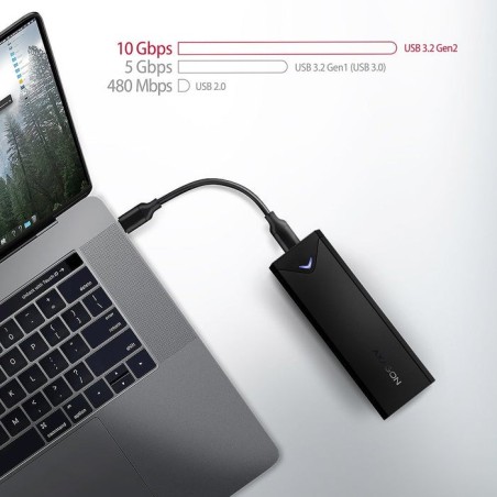 Axagon eem2-ub2 caja externa de aluminio, usb-c 3.2 gen 2 - ssd m.2 nvme, negro