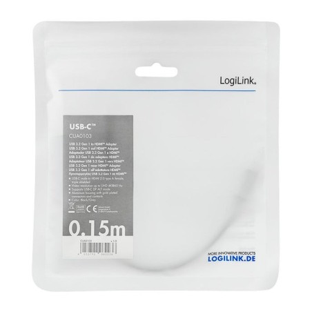 Adaptador usb c macho a hdmi hembra   0.15m 4k/60hz aluminio logilink