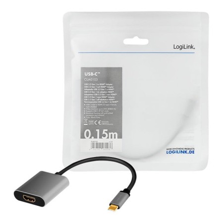 Adaptador usb c macho a hdmi hembra   0.15m 4k/60hz aluminio logilink