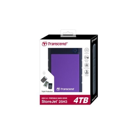 Disco externo hdd transcend storejet 25h3 4000 gb negro, púrpura