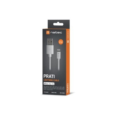 Cable lightning(m)-usb-a(m)  2m white mfi prat