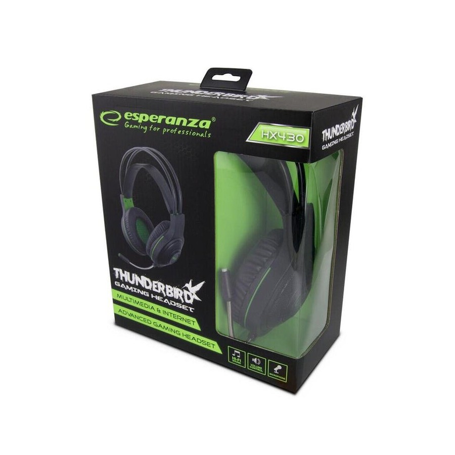 Auriculares esperanza egh430 con micrófono diadema negro, verde