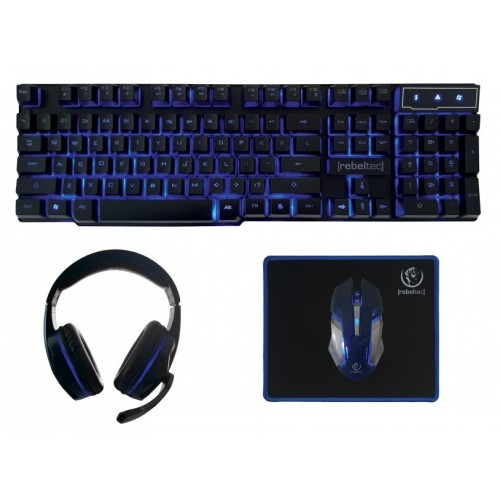 Teclado inglés + ratón rebeltec sherman usb qzerty negro