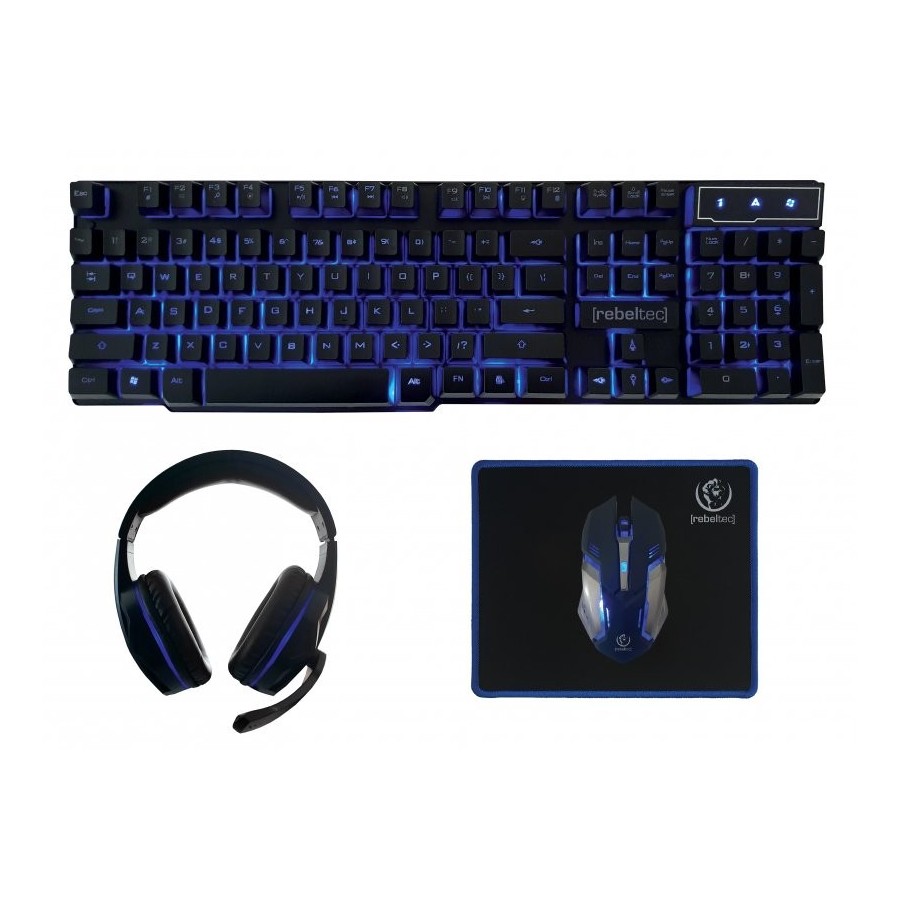 Teclado inglés + ratón rebeltec sherman usb qzerty negro