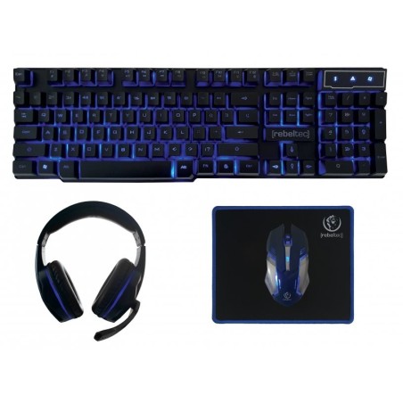 Teclado inglés + ratón rebeltec sherman usb qzerty negro
