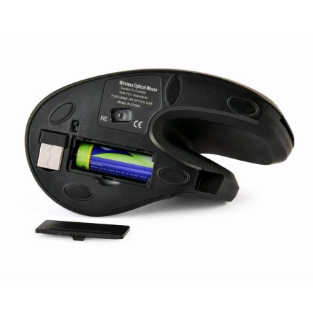 Raton optico inalambrico gembird ergonomico de 6 botones, negro
