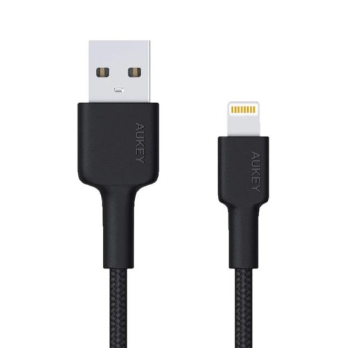 Aukey cb-al05 cable lightning usb de carga rápida de nailon   2m   certificado apple mfi