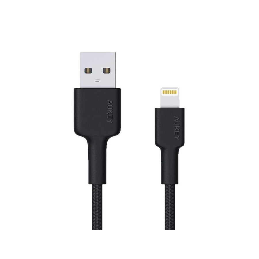 Aukey cb-al05 cable lightning usb de carga rápida de nailon   2m   certificado apple mfi
