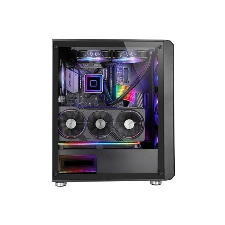 Caja atx semitorre gaming mars gaming mcvault frontal negro de malla vertical 4x120mm argb 3xpci ver