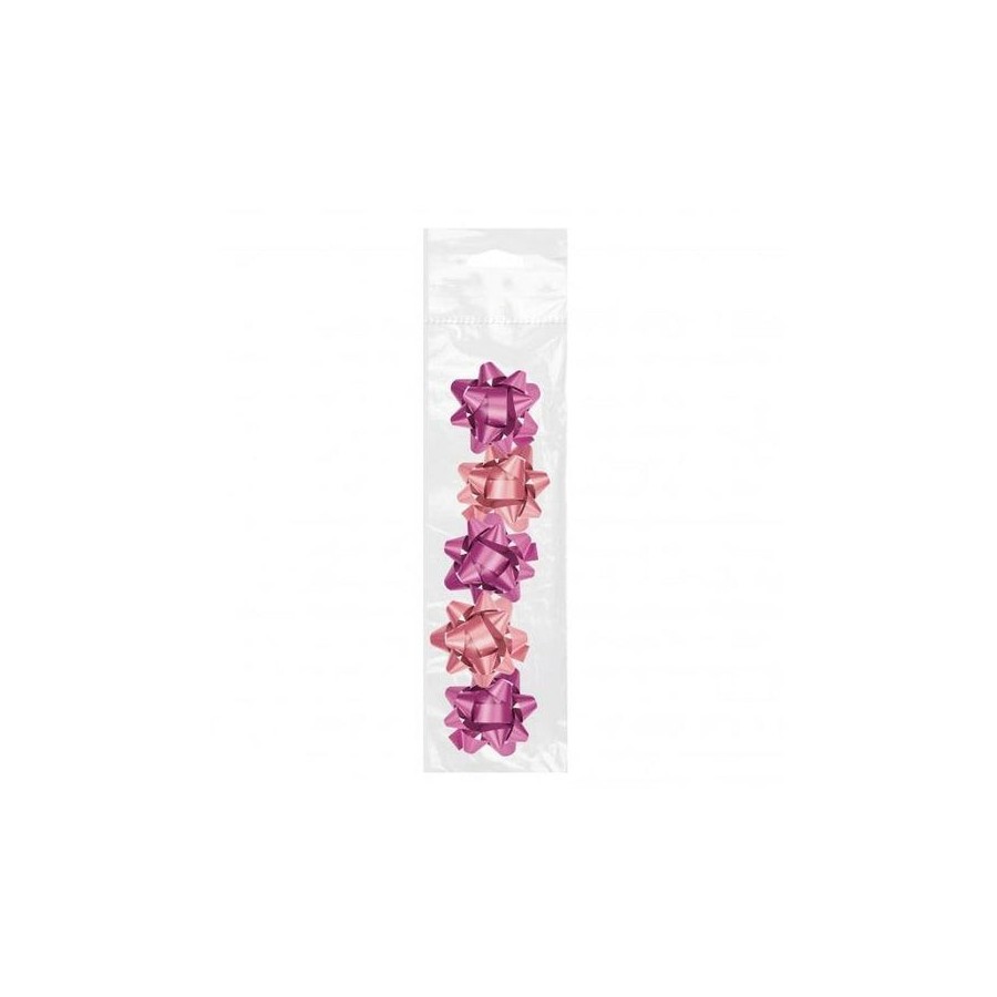 Dohe chic pack de 5 lazos para regalo - forma de estrella - tamaño 5.6cm - rosa