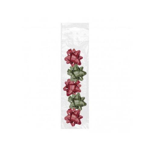 Dohe chic pack de 5 lazos para regalo - forma de estrella - tamaño 5.6cm - colores rojo y verde