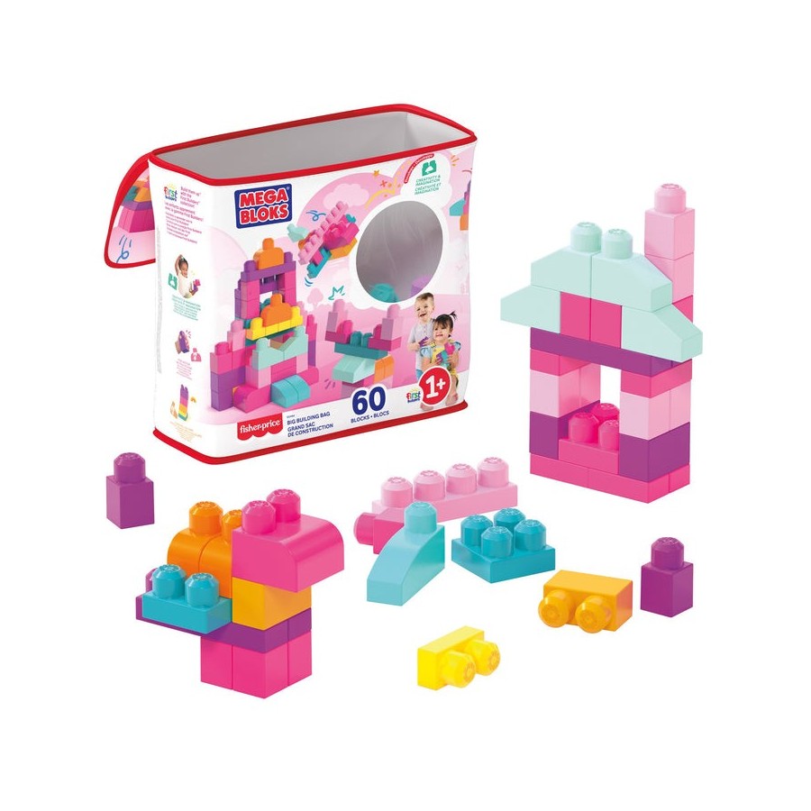 Bolsa mega bloks rosa 60pzs