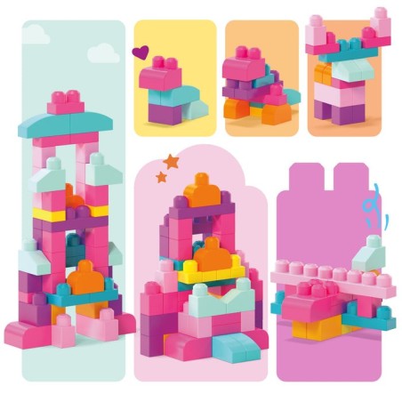 Bolsa mega bloks rosa 60pzs