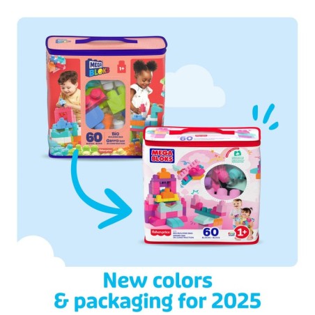 Bolsa mega bloks rosa 60pzs