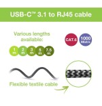 Cable techly usb-c macho to ethernet rj45 macho  1m