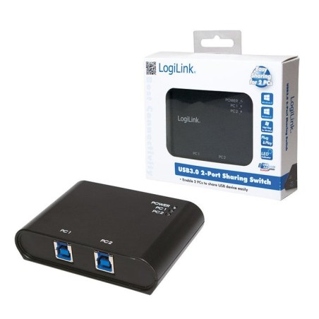 Logilink ua0216 hub interruptor usb 3.0 de 2 puertos 5000 mbit/s negro
