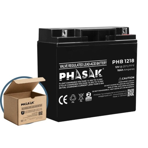 Batería phasak phb 1218 compatible con sai ups phasak según especificaciones