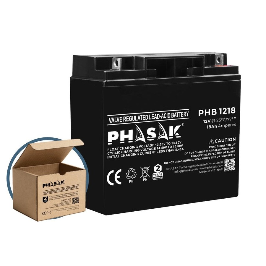 Batería phasak phb 1218 compatible con sai ups phasak según especificaciones