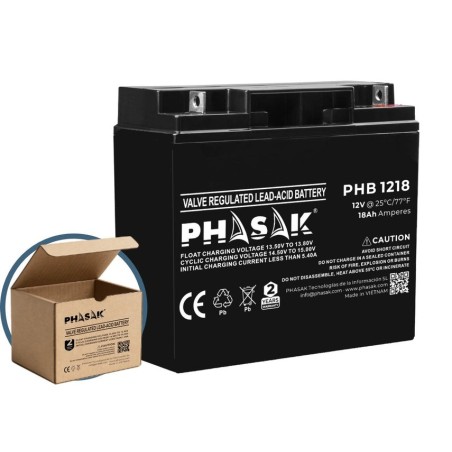 Batería phasak phb 1218 compatible con sai ups phasak según especificaciones