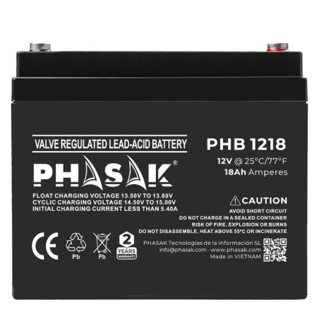 Batería phasak phb 1218 compatible con sai ups phasak según especificaciones