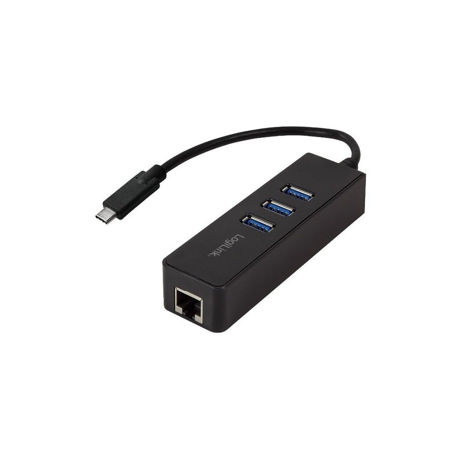 Logilink ua0283 usb 3.0 tipo c gigabit adaptador a 1x rj45 y 3x usb 3.0 tipo a
