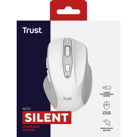 Ratón inalámbrico trust nito silent hasta 2200 dpi blanco