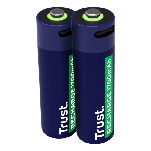 Pila ecargable trust usb-c aa 1700 mah pack de dos unidades 25584