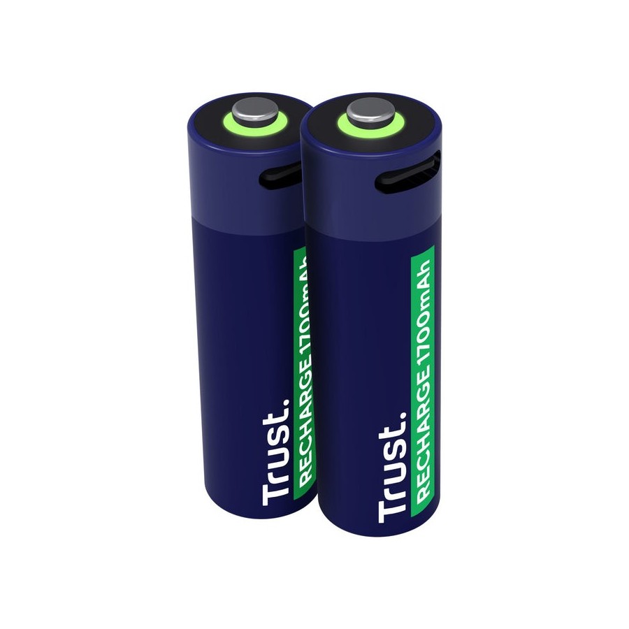 Pila ecargable trust usb-c aa 1700 mah pack de dos unidades 25584